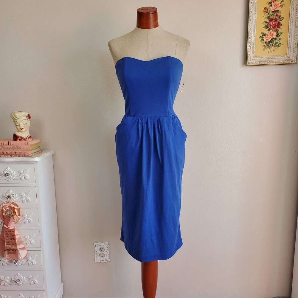 Vintage Victoria's Secret Blue Strapless Summer Dress